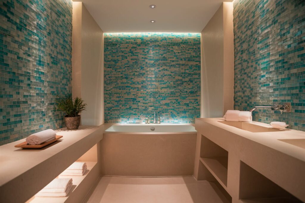 Blue Mosaic-Tiled Bathroom