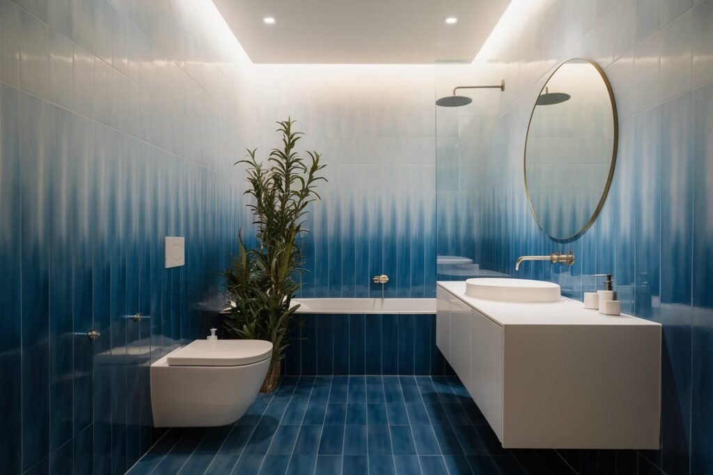 Blue Ombre Bathroom Design