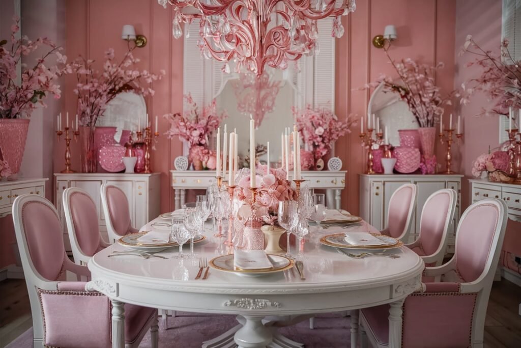 Blush Pink and White Dining Room
