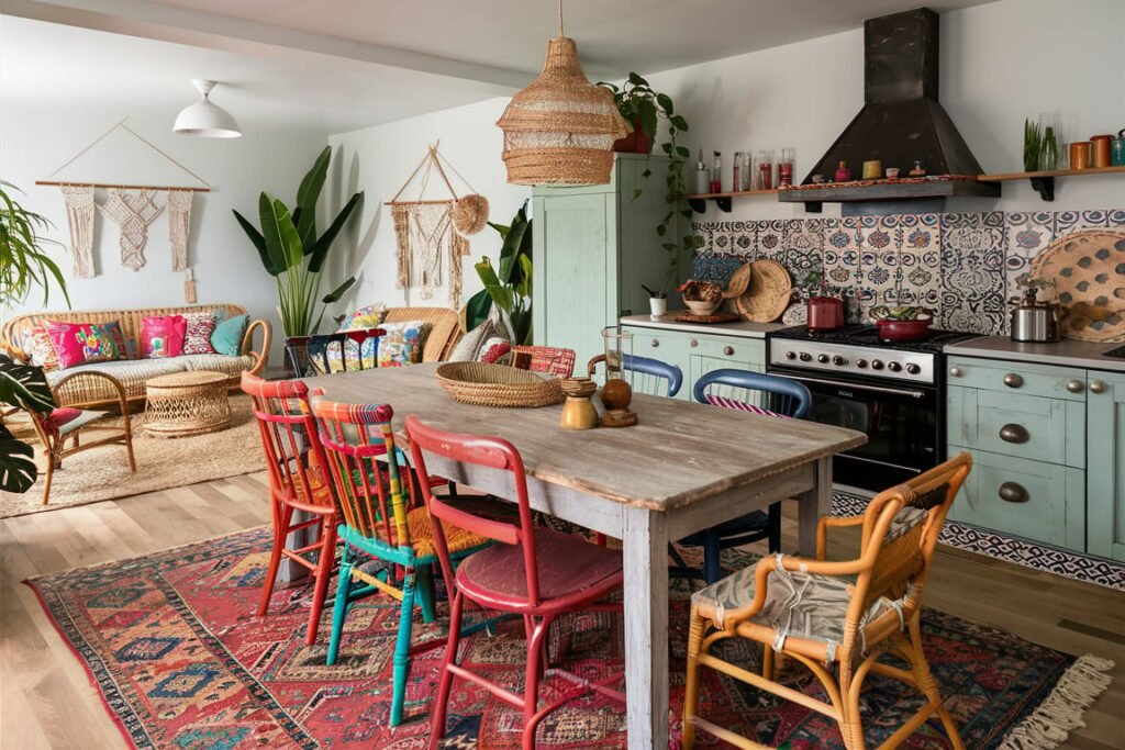 Bohemian Retreat: Open-Plan Dining Room Layout
