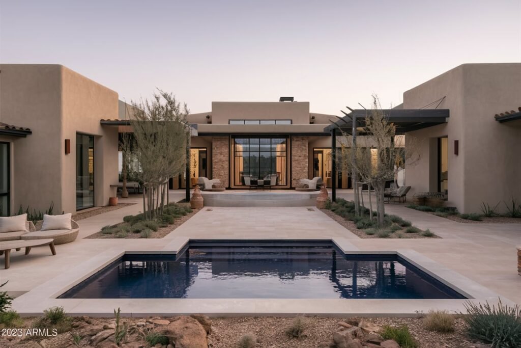  Desert-Inspired Modern Home with Courtyards
