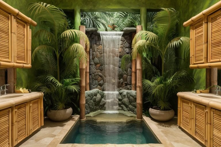 Lush Jungle-Inspired Tropical Bathroom