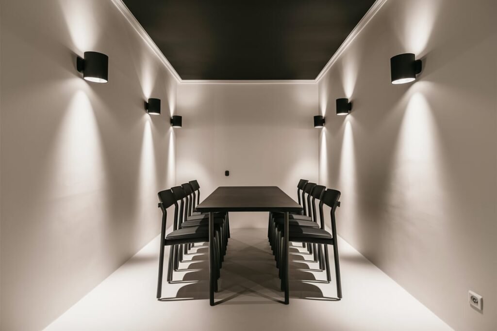 Minimalist Small Dining Room with Monochrome Palette
