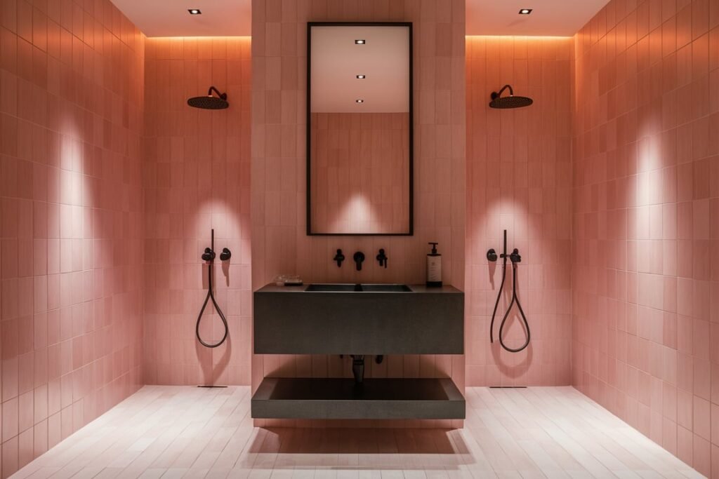 Minimalist Soft Pink Bathroom