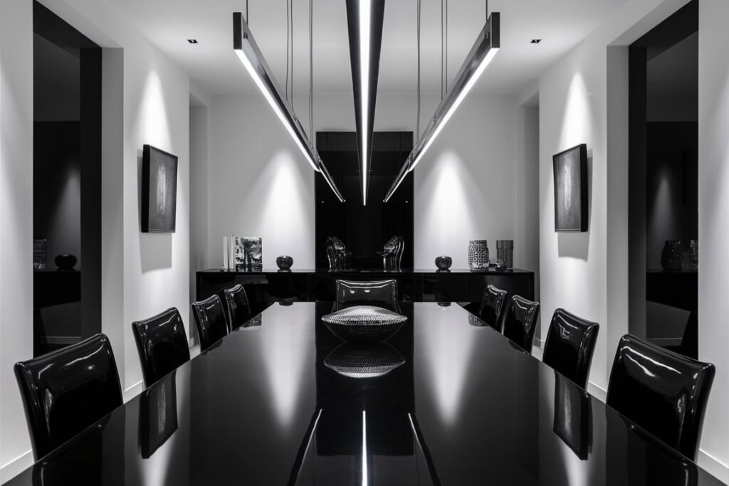 Monochromatic Modern Dining Room
