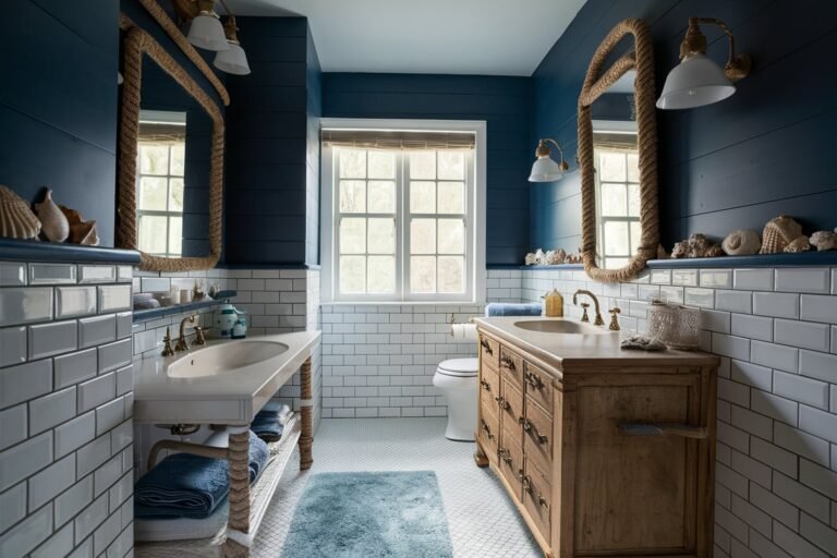 Nautical-Inspired Blue Bathroom