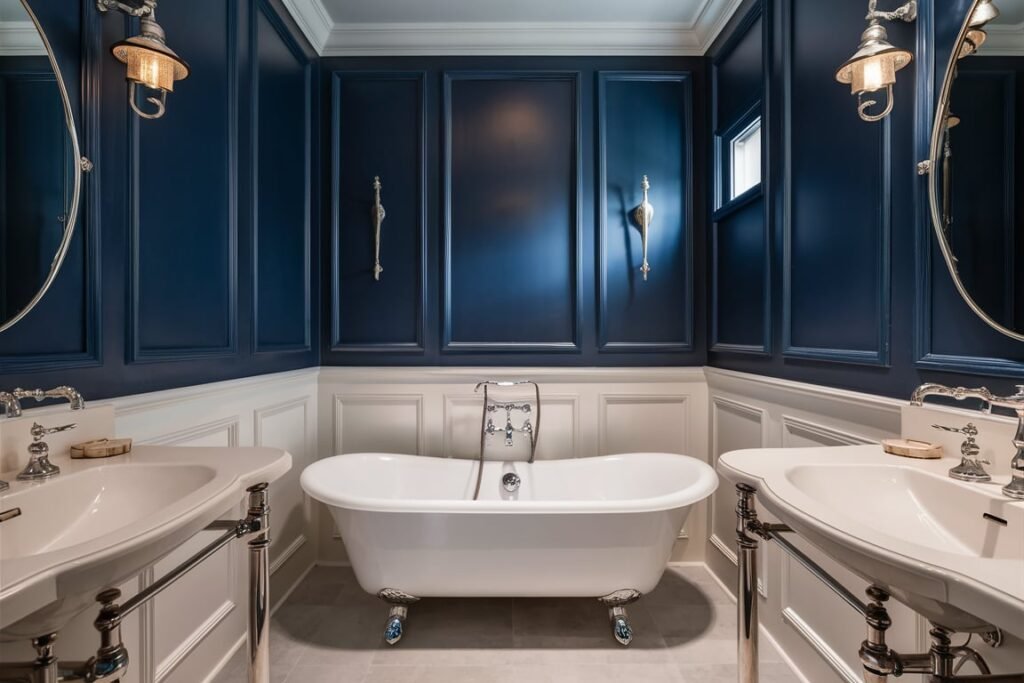 Navy and White Classic Bathroom