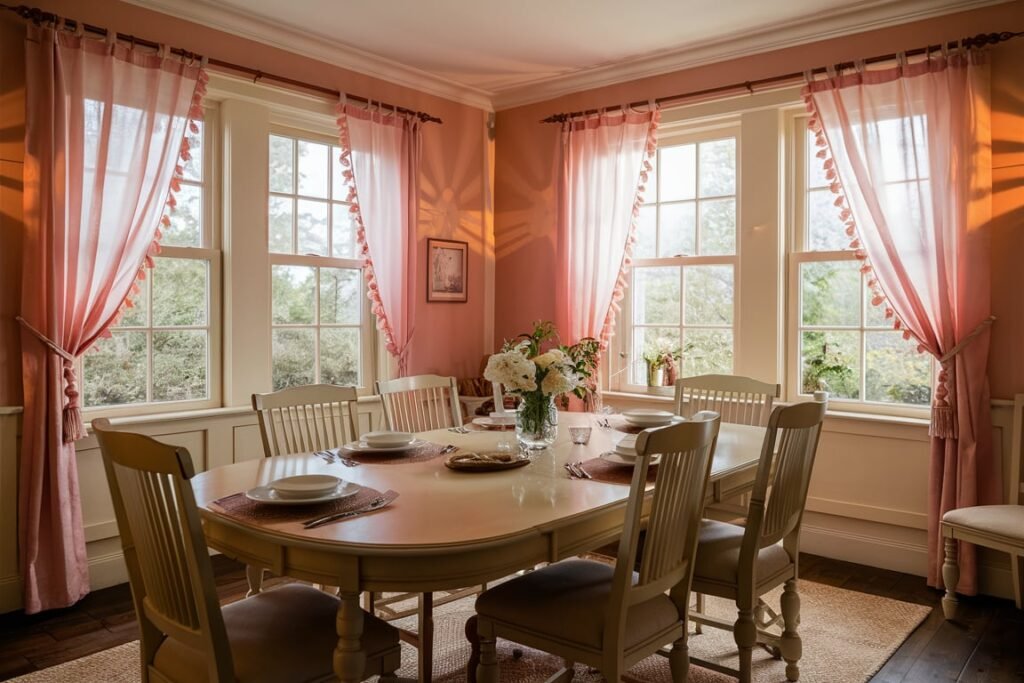  Peach and Cream Pastel Dining Room
