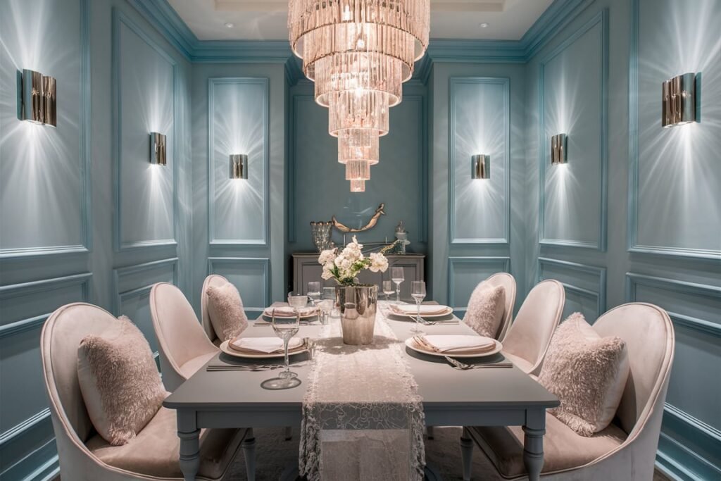  Powder Blue and Gray Dining Room
