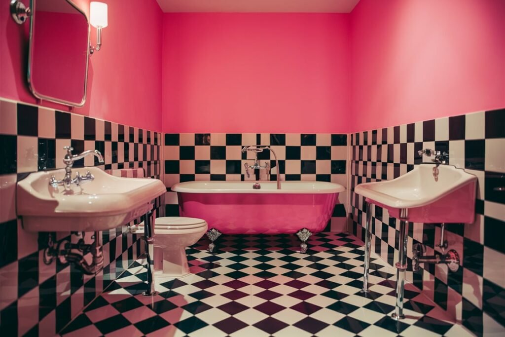  Retro-Inspired Pink Bathroom
