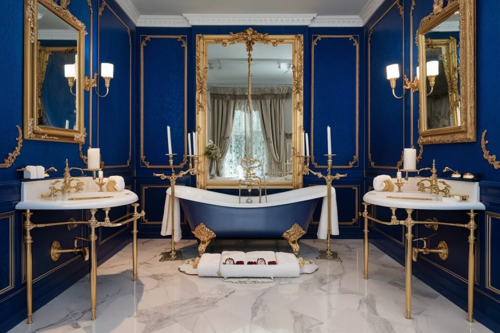 Royal Blue and Gold Bathroom