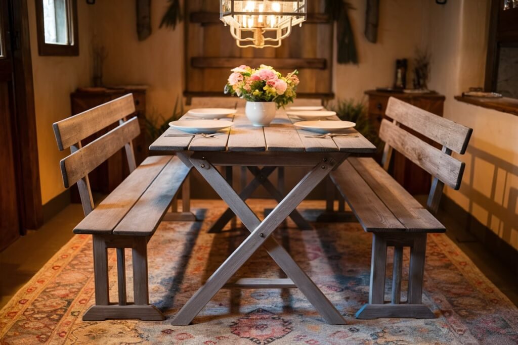 Rustic Small Dining Room with Foldable Table