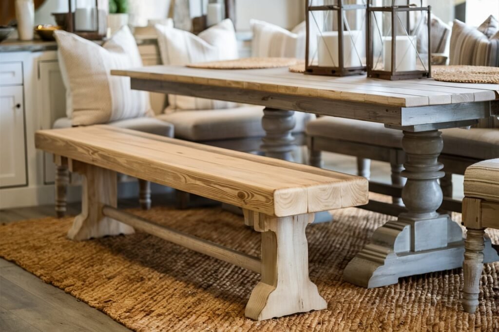 Rustic Wooden Dining Bench
