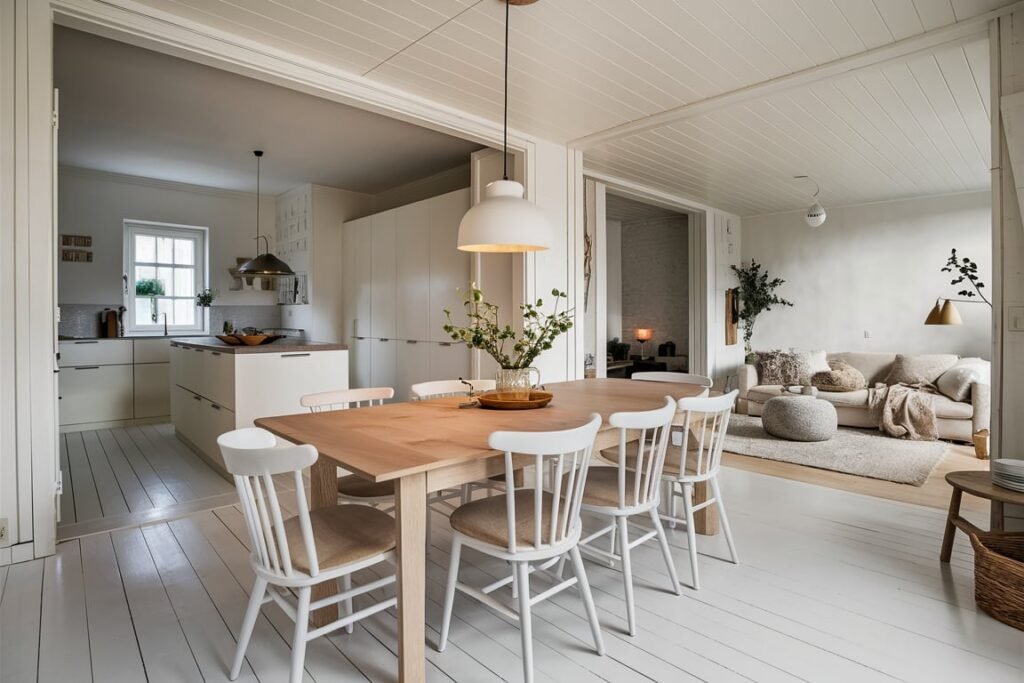 Scandinavian Serenity: Open-Plan Dining Room Layout