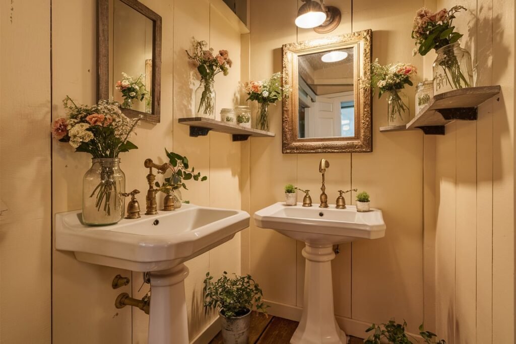 Small Farmhouse Bathroom with Vintage Charm
