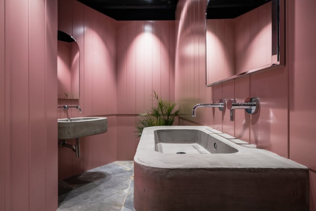 Soft Pink Bathroom with Natural Elements