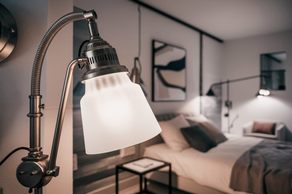 Black and Gold Industrial Lamp with Cage Bulb
