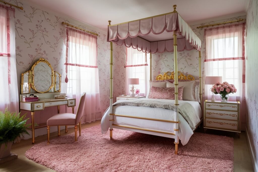 Blush Pink Shag Rug for Feminine Bedrooms
