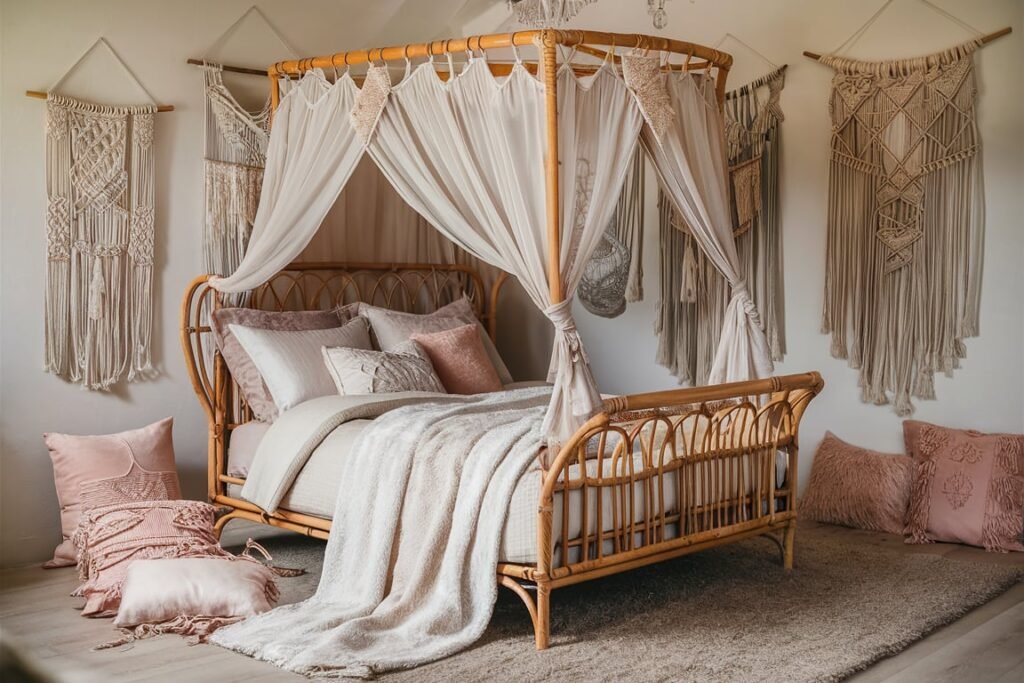 Boho-Chic Princess Room with Rattan Elements
