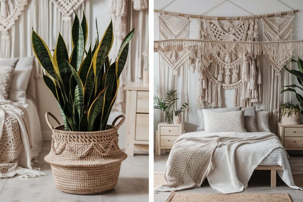 Boho-Chic Snake Plant in a Wicker Basket
