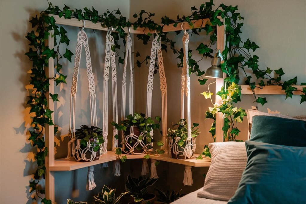 Boho Macramé Corner Plant Stand