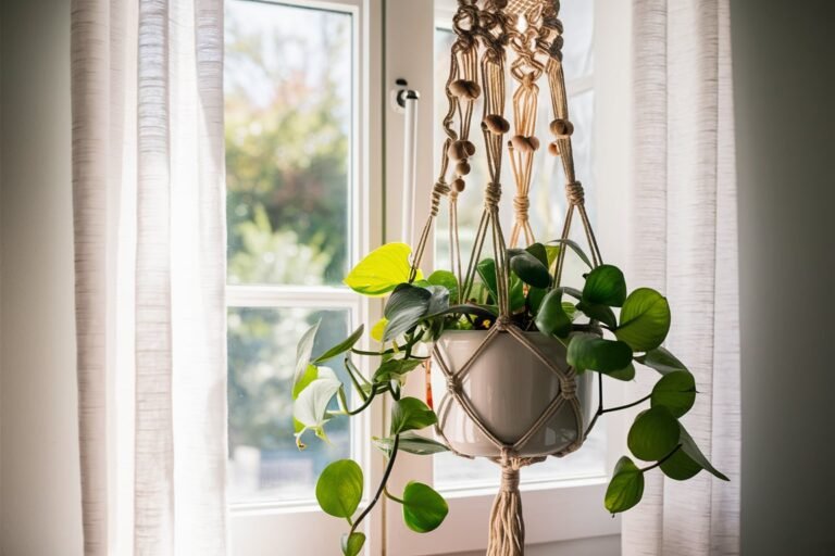 Boho Macramé Planter with Wooden Beads