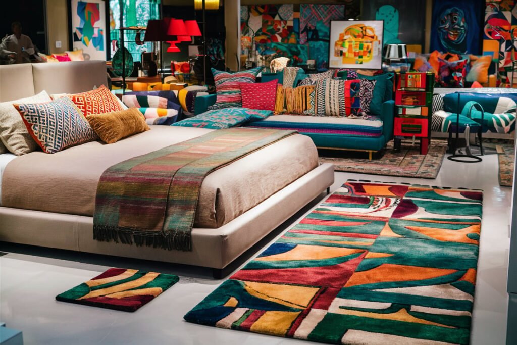 Bold Abstract Runner for Eclectic Bedrooms

