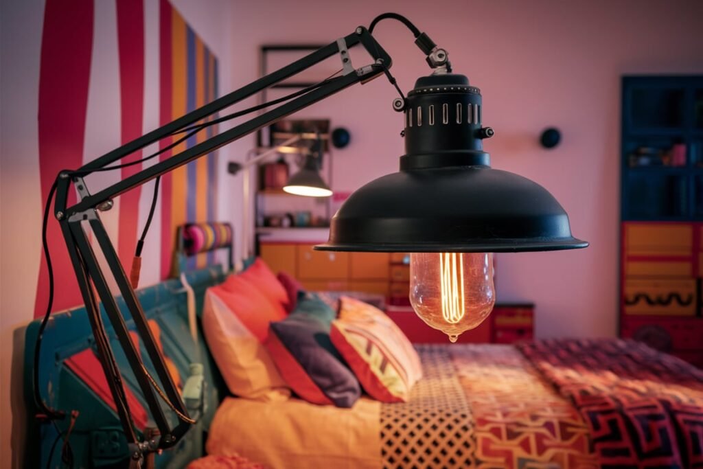 Bronzed Metal Lamp with Double Adjustable Arms
