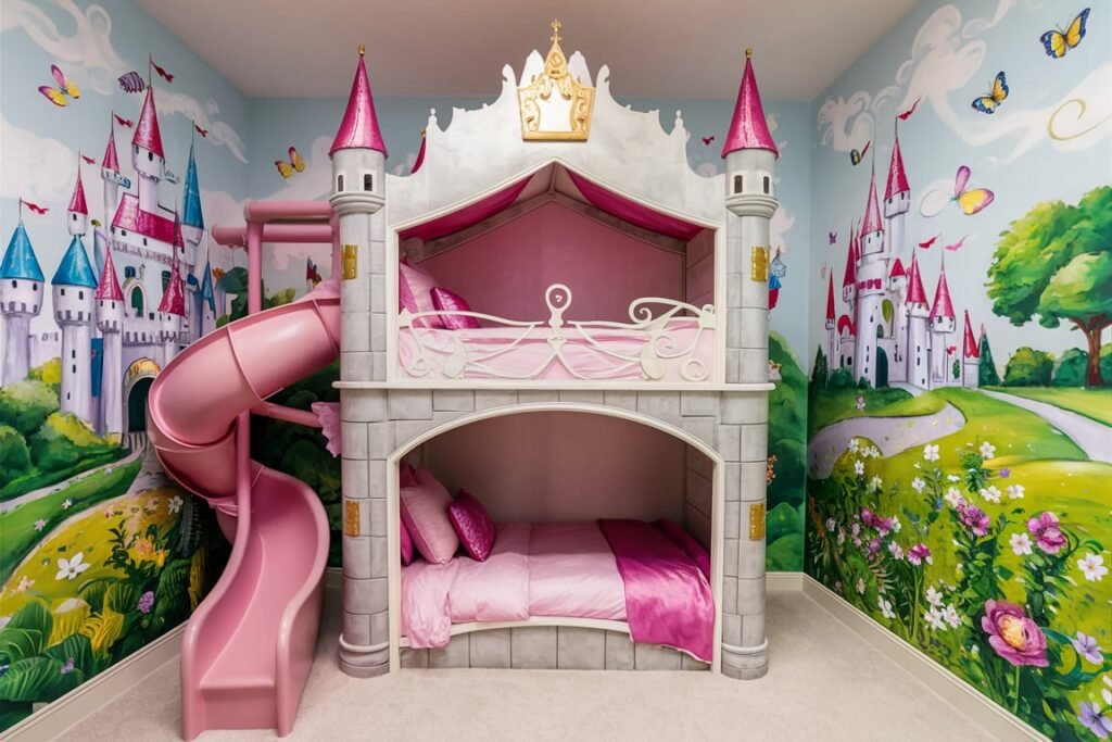 Bunk Bed Tower with Slide and Garden Walls