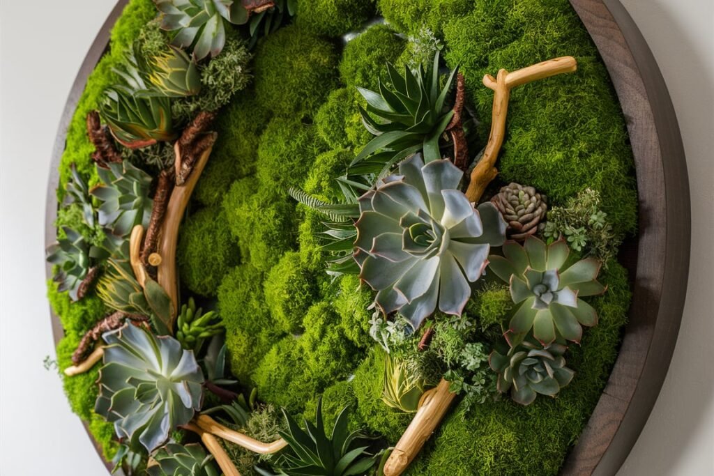 Circular Moss and Succulent Wall Art