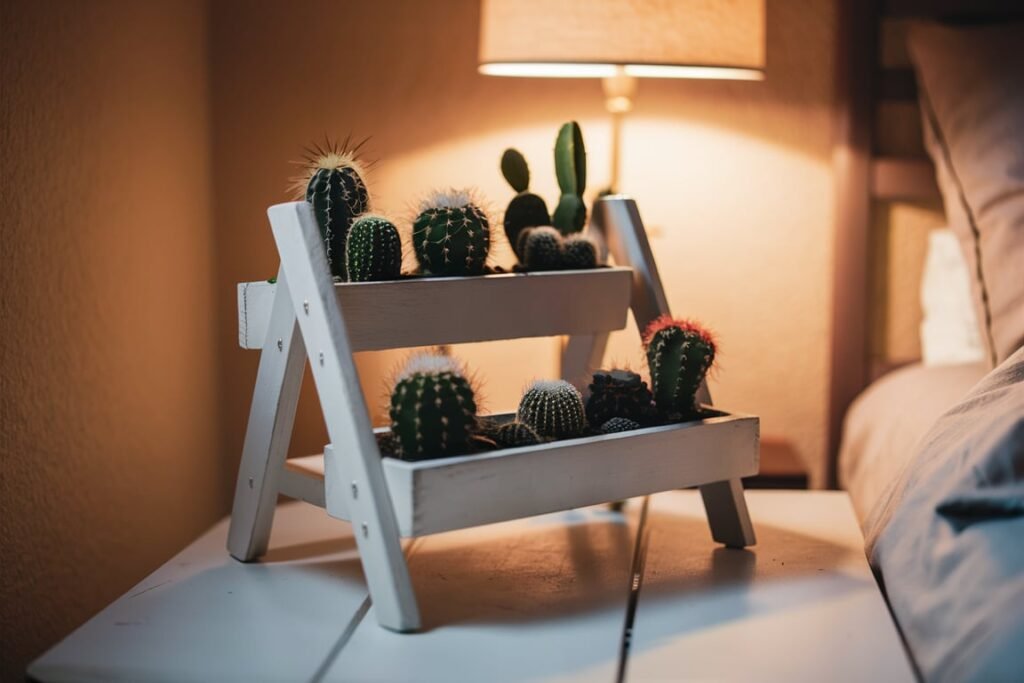 Compact White Wooden Plant Stand