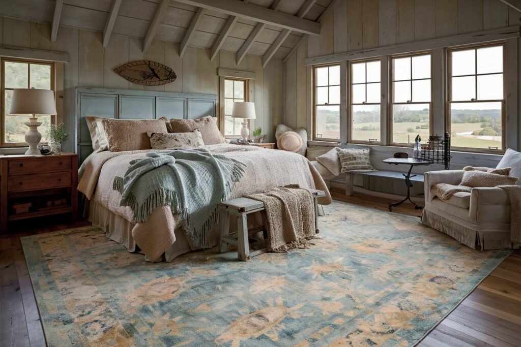  Distressed Oversized Rug for Farmhouse Charm

