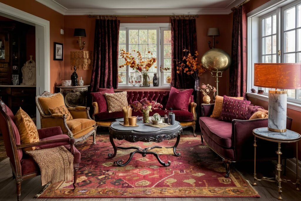 Eclectic Maroon, Ochre, and Bronze Mix
