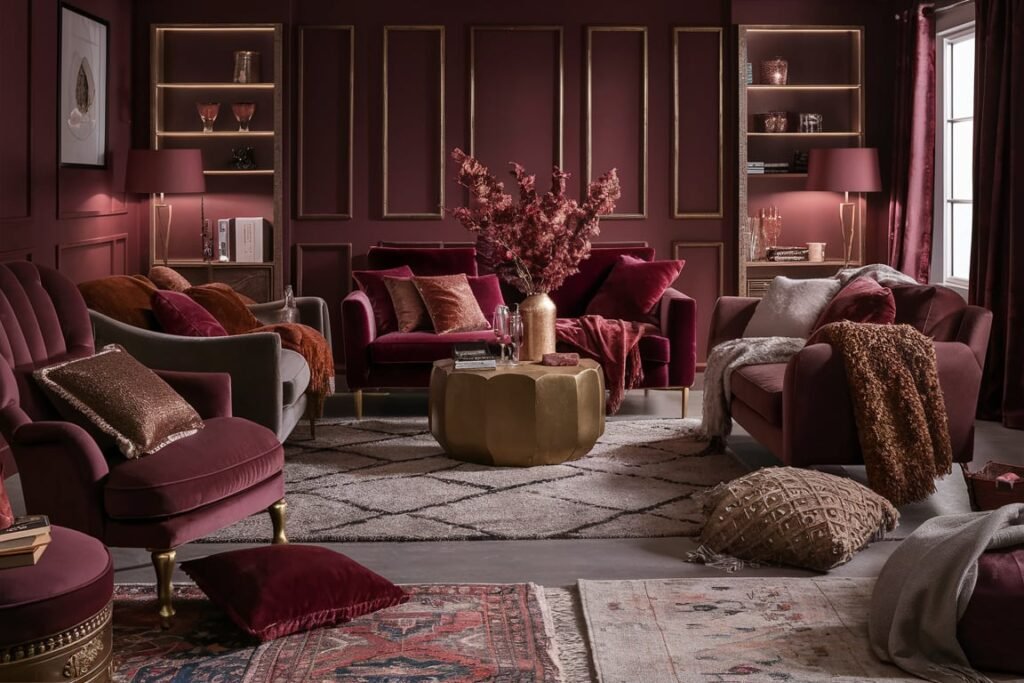 Elegant Burgundy and Gold Accents
