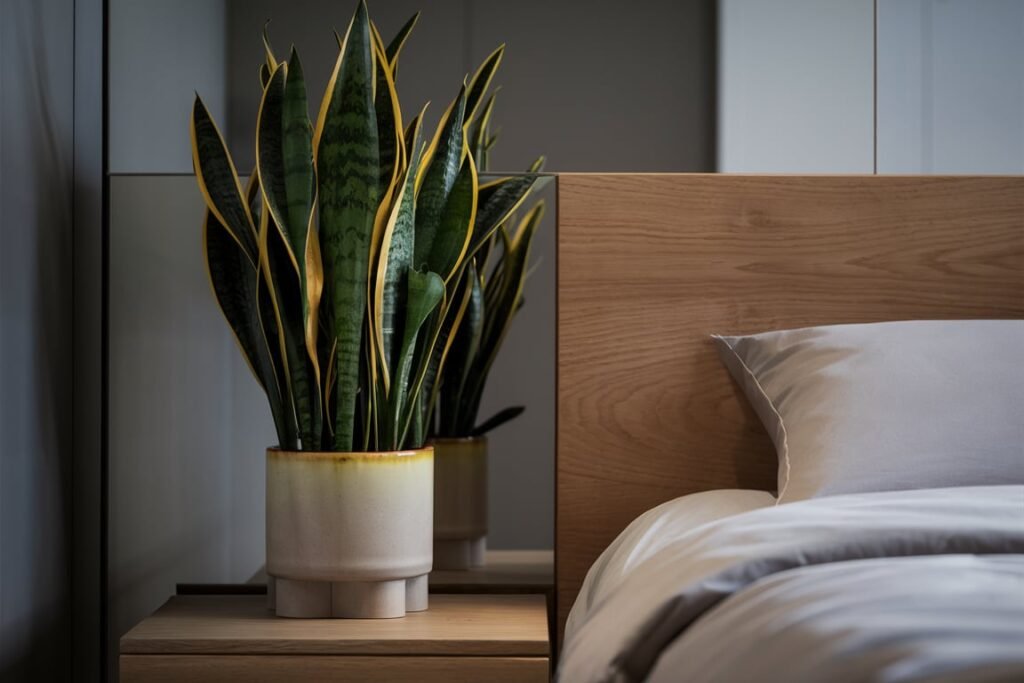 Elegant Snake Plant in a Minimalist Ceramic Pot
