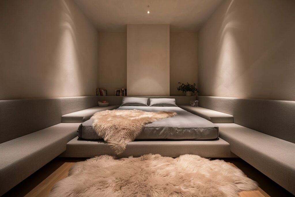 Fluffy White Shag Rug for Minimalist Bedrooms

