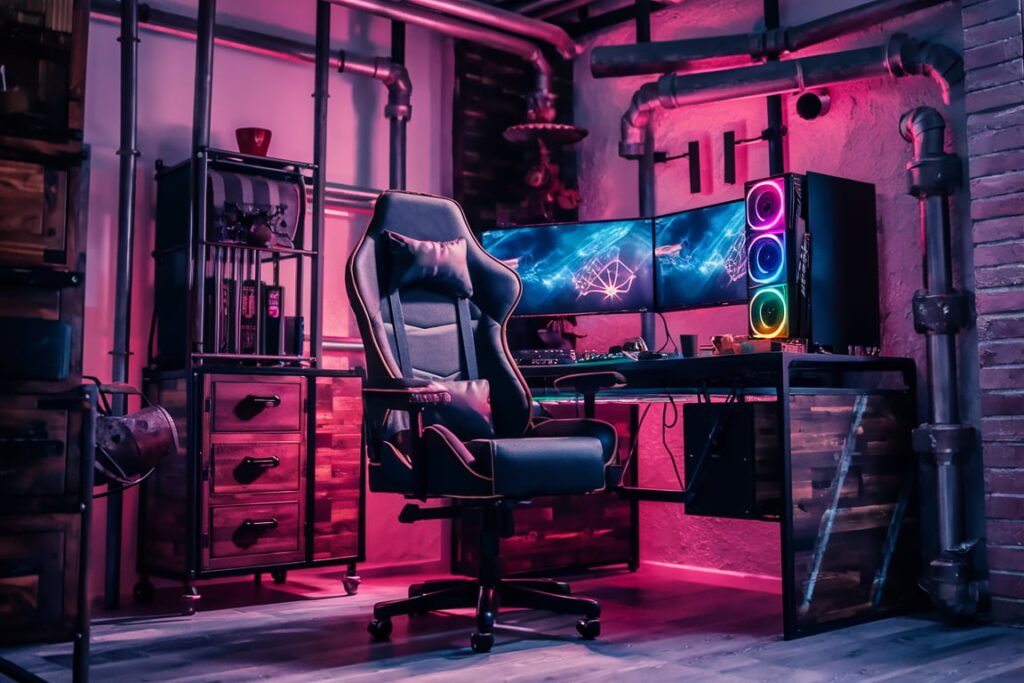 Futuristic Neon Gaming Setup
