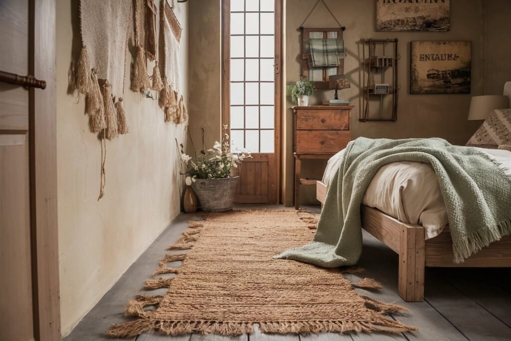 Handwoven Jute Runner for Farmhouse Bedrooms
