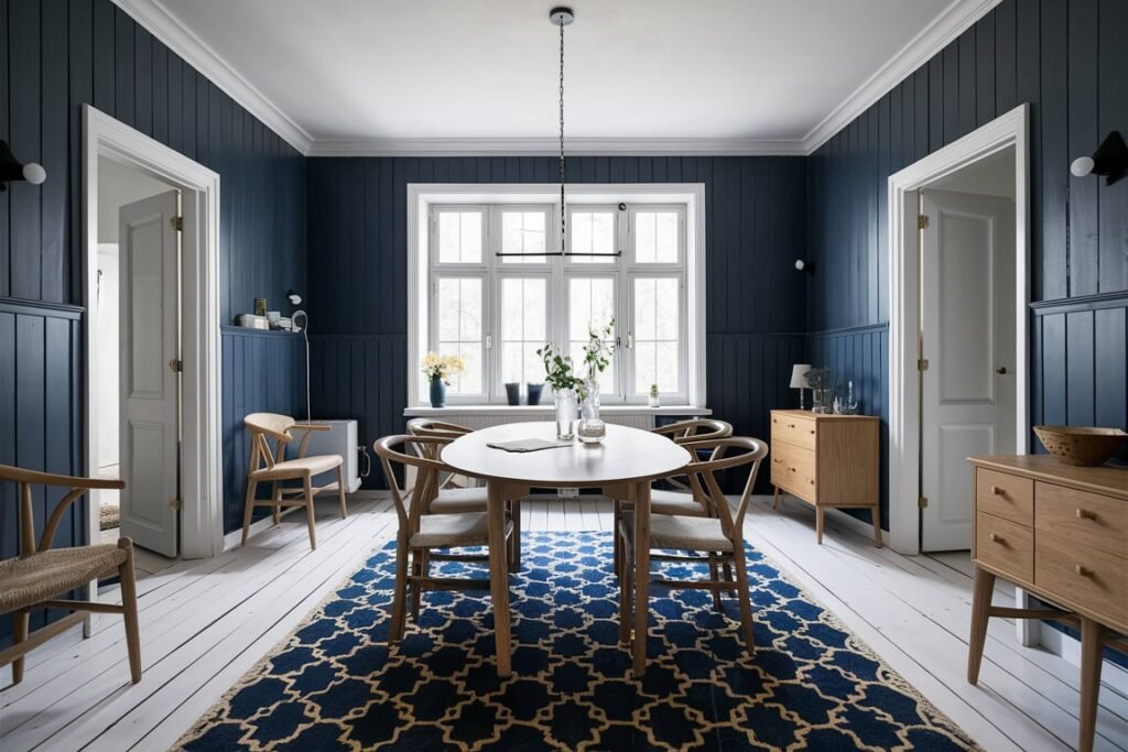 Industrial Navy Blue Dining Spaces
