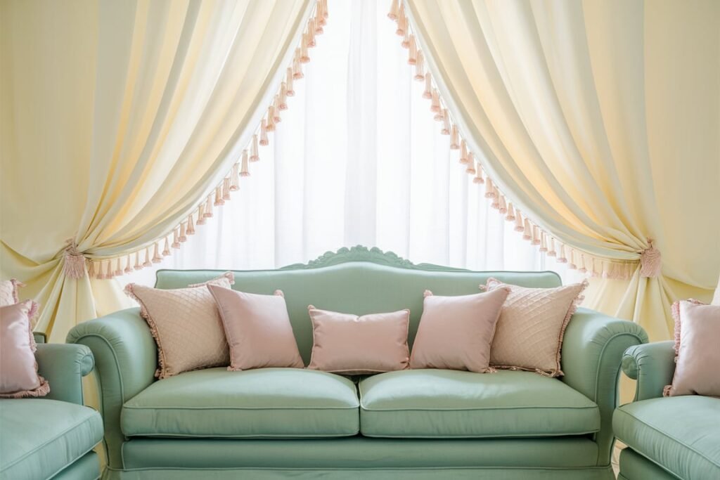 Light and Airy Pastel Mint and Pale Yellow Living Room