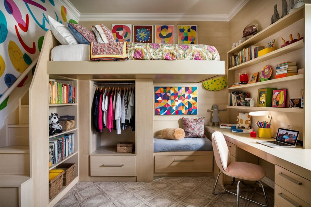 Loft Bed with Desk and Wardrobe
