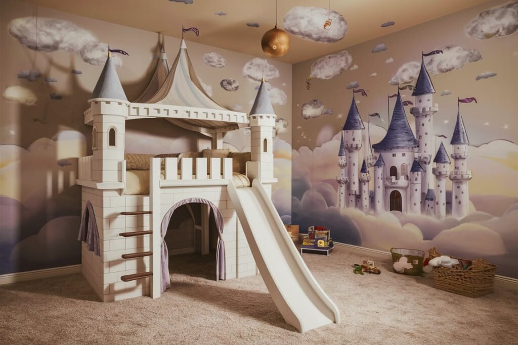 Loft Castle Bed with Slide and Play Area