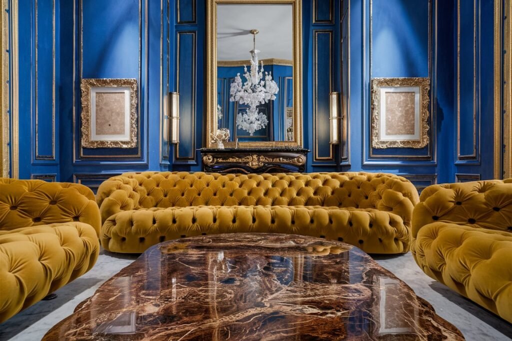 Luxurious Opulence in Blue and Mustard