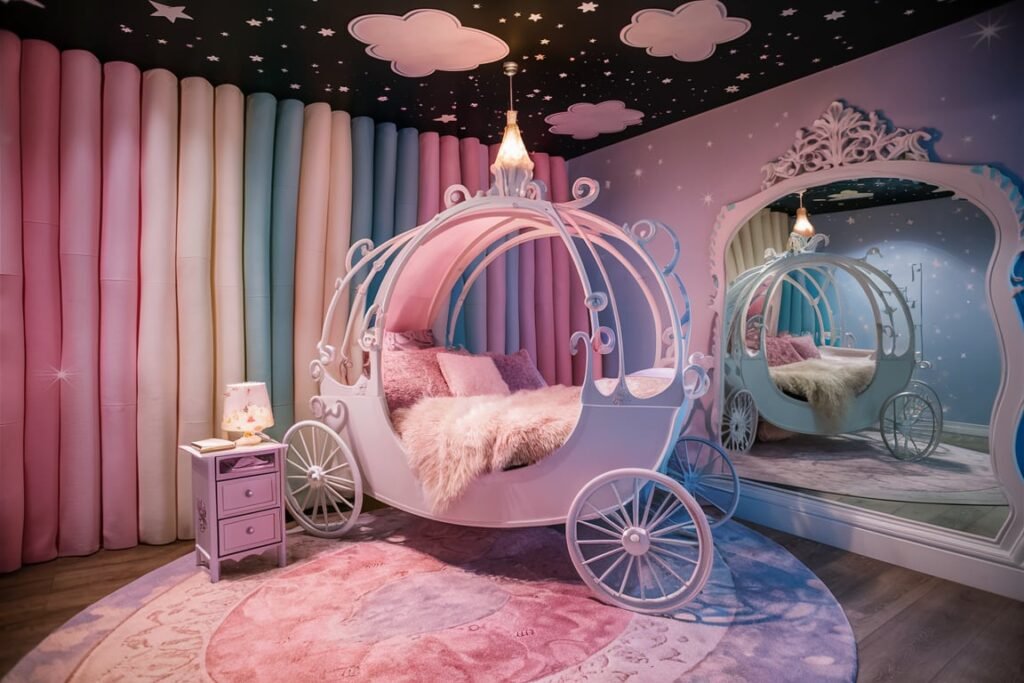 Magical Rainbow Walls with Carriage Bed