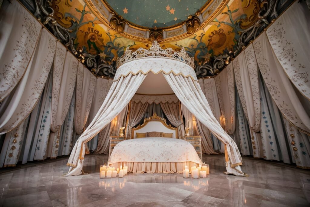 Marble Floors and Embroidered Curtains
