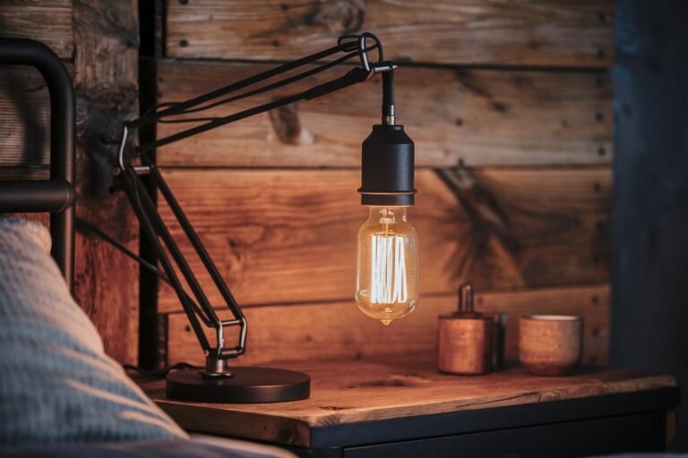 Matte Black Industrial Lamp with Edison Bulb