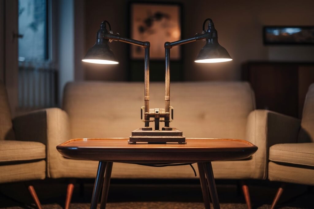 Matte Gray Adjustable Lamp with Frosted Shade