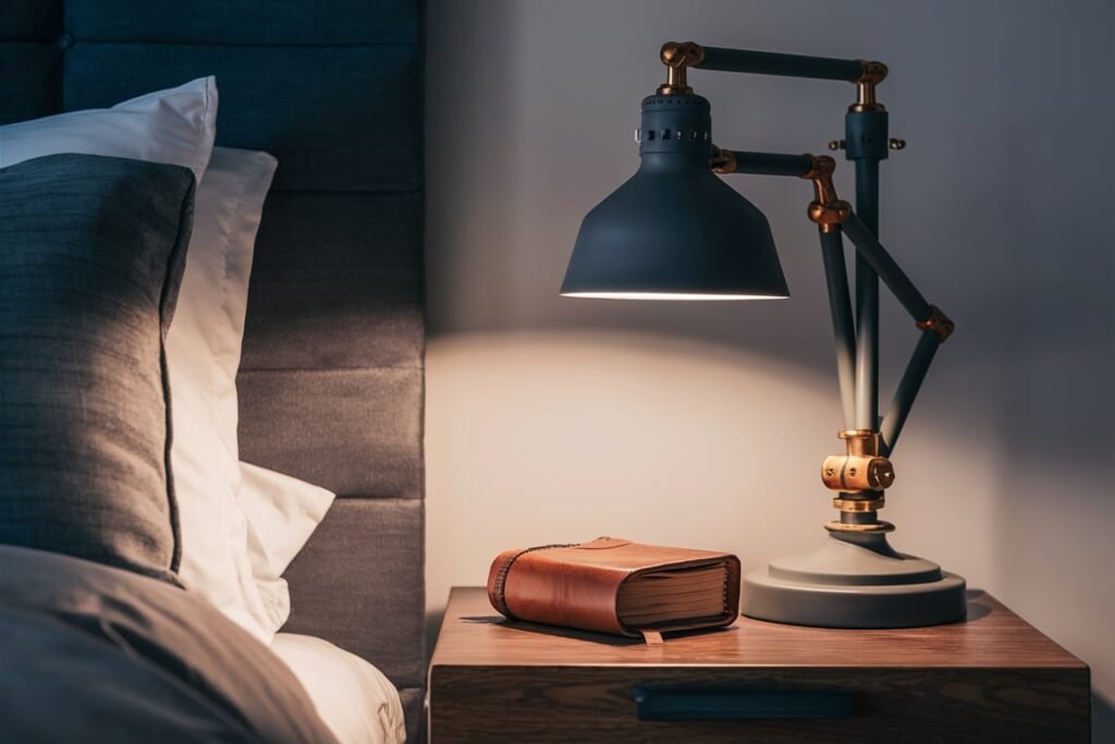 Minimalist Gunmetal Lamp with Adjustable Arm
