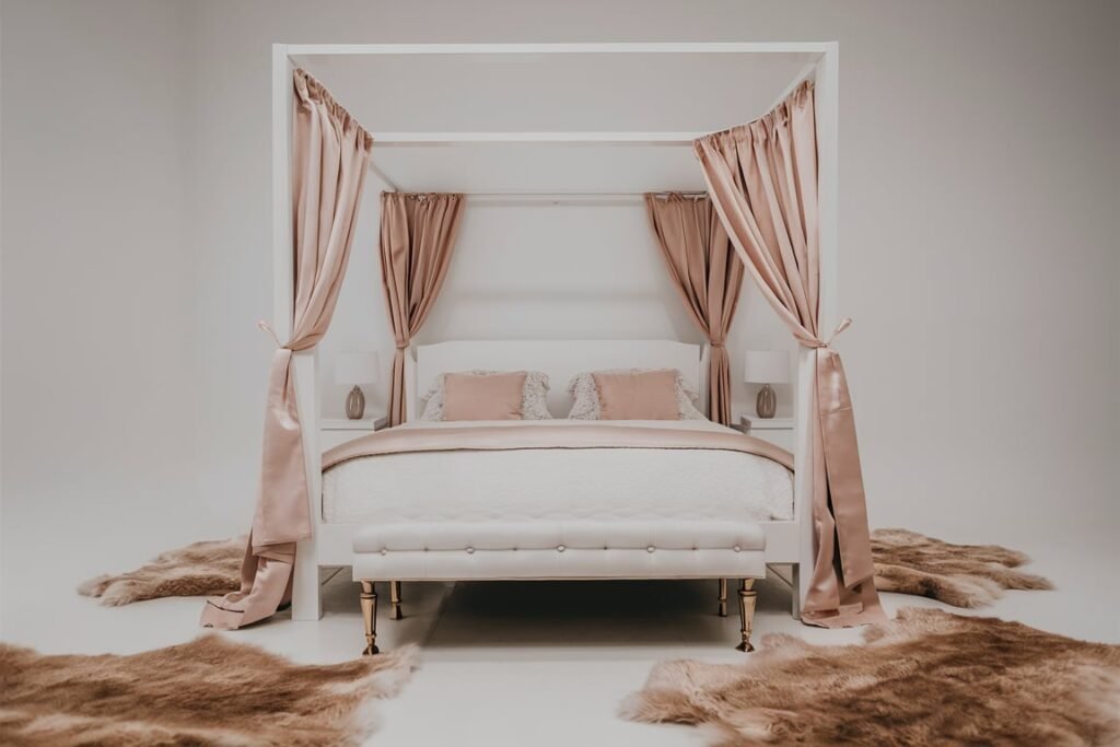 Minimalist Princess Bedroom with Faux Fur Accents