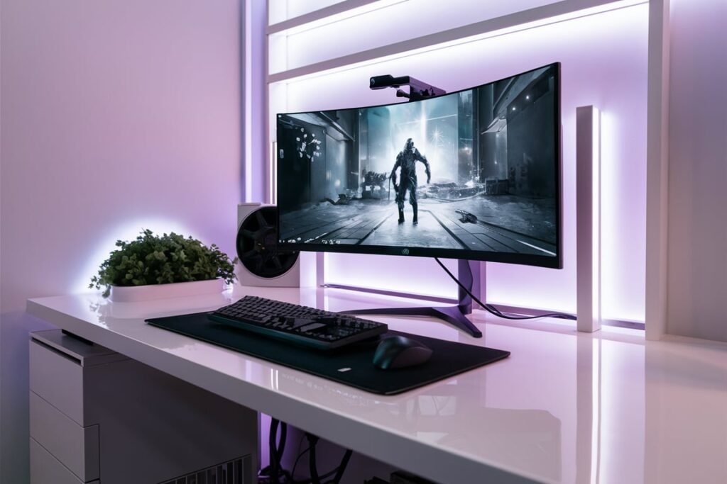 Minimalist White Gaming Desk
